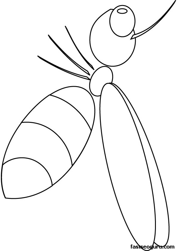 Printable Insects Fast bee coloring page